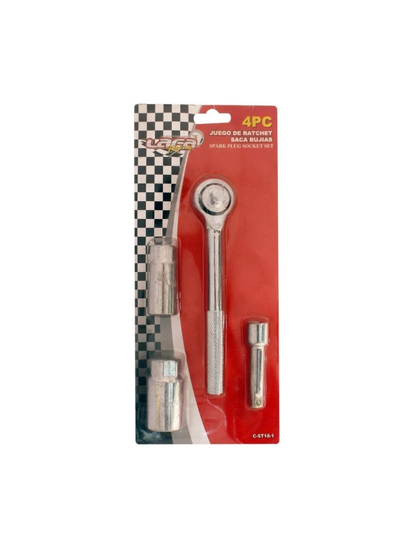 JUEGO DE RATCHET CUBOS Y EXTENSION PARA BUJIA 4 PCS