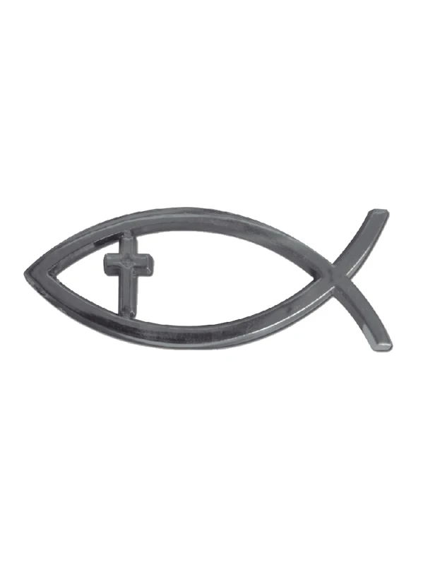 EMBLEMA CROMADO PEZ CON CRUZ