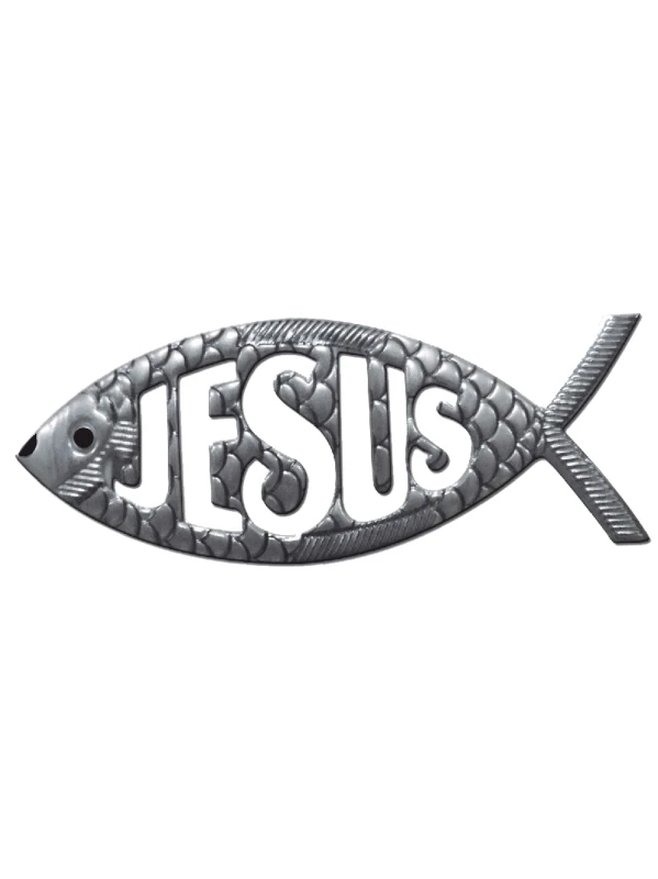 EMBLEMA PESCADO CON ESCAMAS PLATEADO