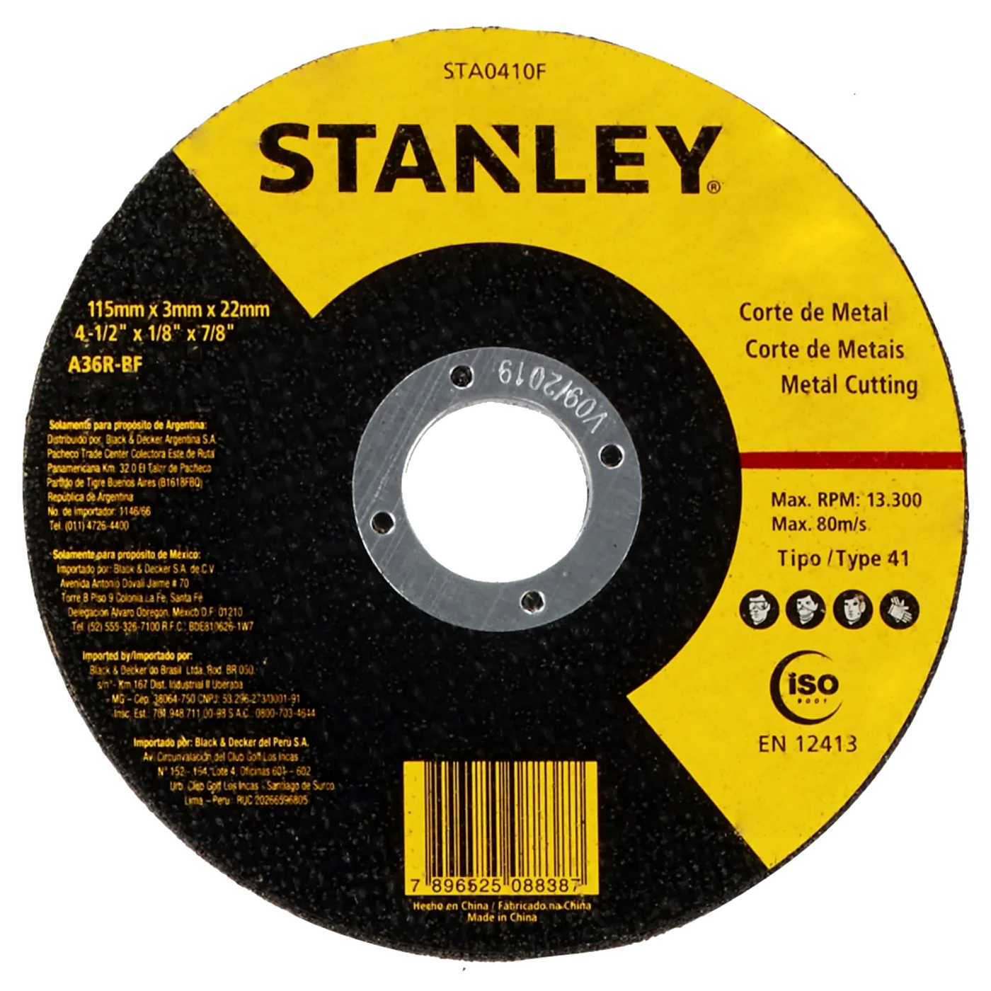 STANLEY DISCO ABRASIVO PARA CORTE EN METAL