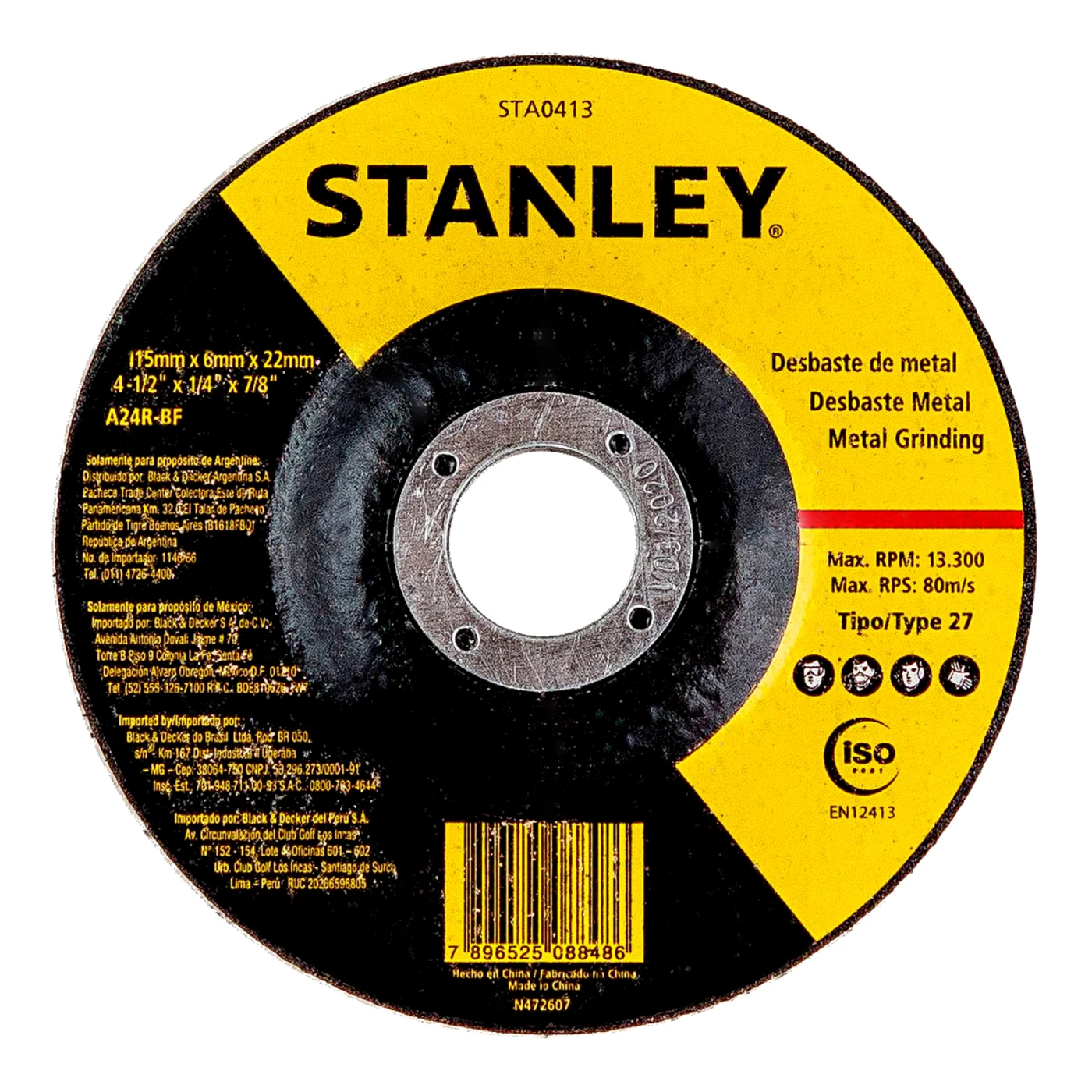 STANLEY DISCO ABRASIVO PARA DESBASTE EN METAL