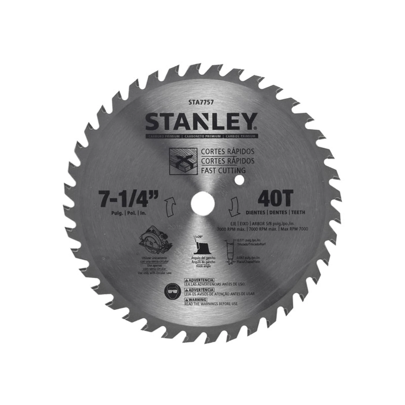 STANLEY DISCO SIERRA DE CORTE PARA MADERA 7-1/4" DE 40 DIENTES