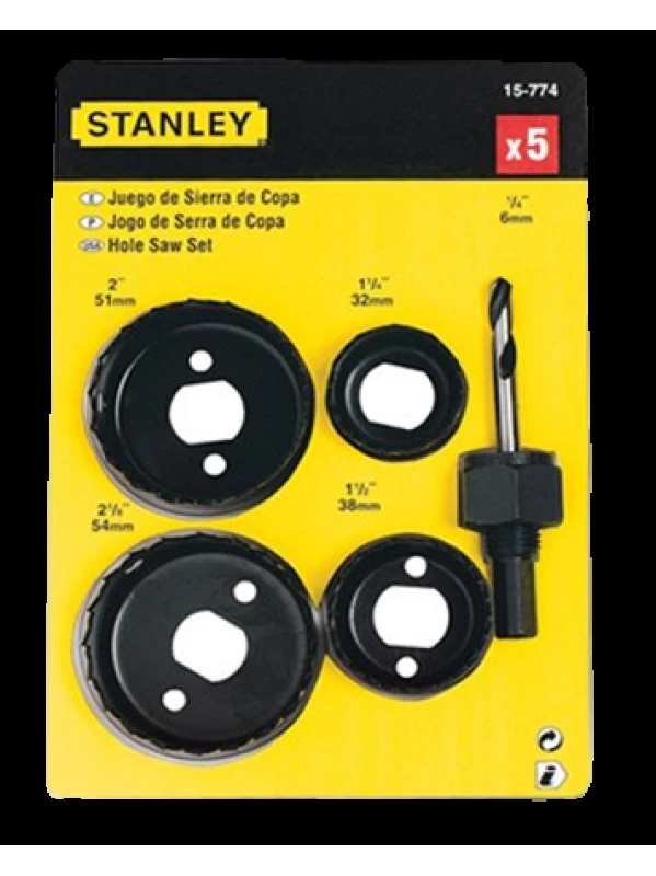 STANLEY SET DE 5 PIEZAS 4 SIERRA COPA Y MANDRIL