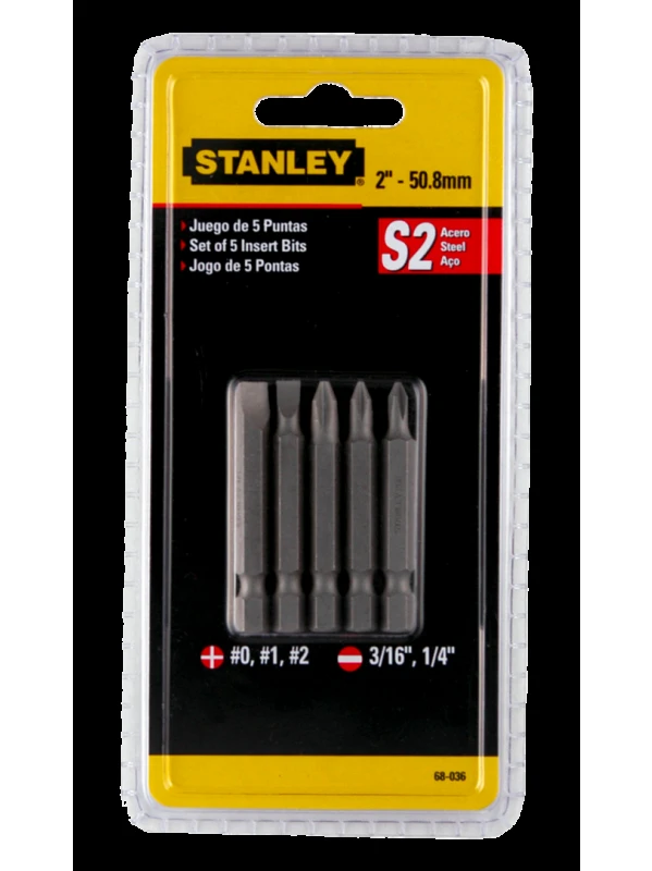STANLEY PUNTAS PARA ATORNILLAR TIPO PHILLIPS Y PLANAS 5 UNIDADES