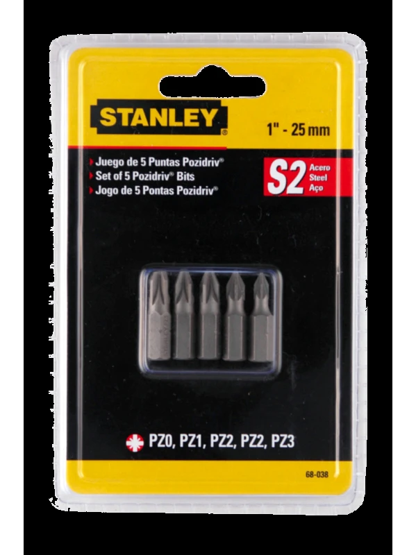 STANLEY PUNTAS PARA ATORNILLAR TIPO PHILLIPS #2 X 1" PACK 5 UNID