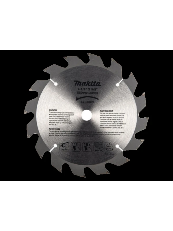 DISCO SIERRA CIRCULAR PARA MADERA 7-1/4'' EN 16 DIENTES D-03420