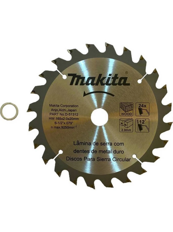 DISCO SIERRA CIRCULAR PARA MADERA 6-1/2" EN 24 DIENTES D-51312