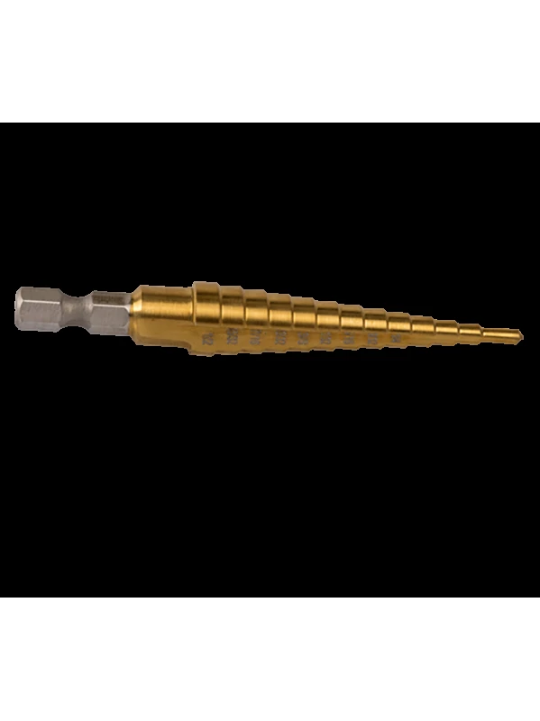 BROCA HSS DE TITANIO ESCALONADA 1/8"-1/2" ESPIGA 1/4" B-31011