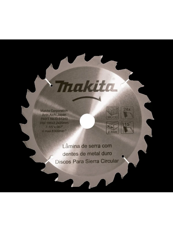 DISCO DE SIERRA PARA MADERA 24D 7-1/4" D-51340