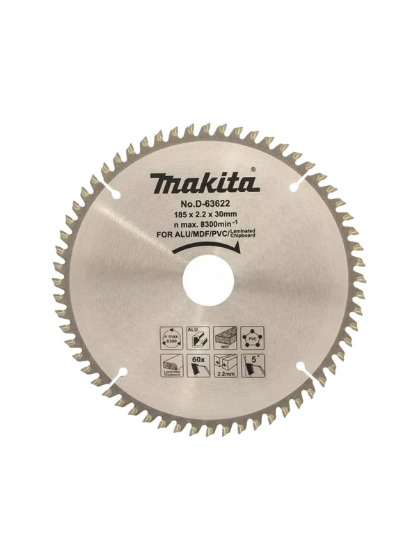 HOJA SIERRA CIRCULAR PARA MADERA, ALUMINIO, MDF Y PVC 7-1/4" 60 DIENTES D-63622