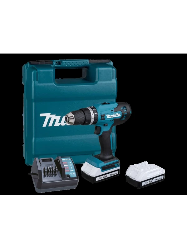 TALADRO PERCUTOR 1/2" 18V 38NM + 2 BAT. LITIO G 1.5AH + CARGADOR + MALETIN PLASTICO (OLD HP488DWE) ( HP488D002 )