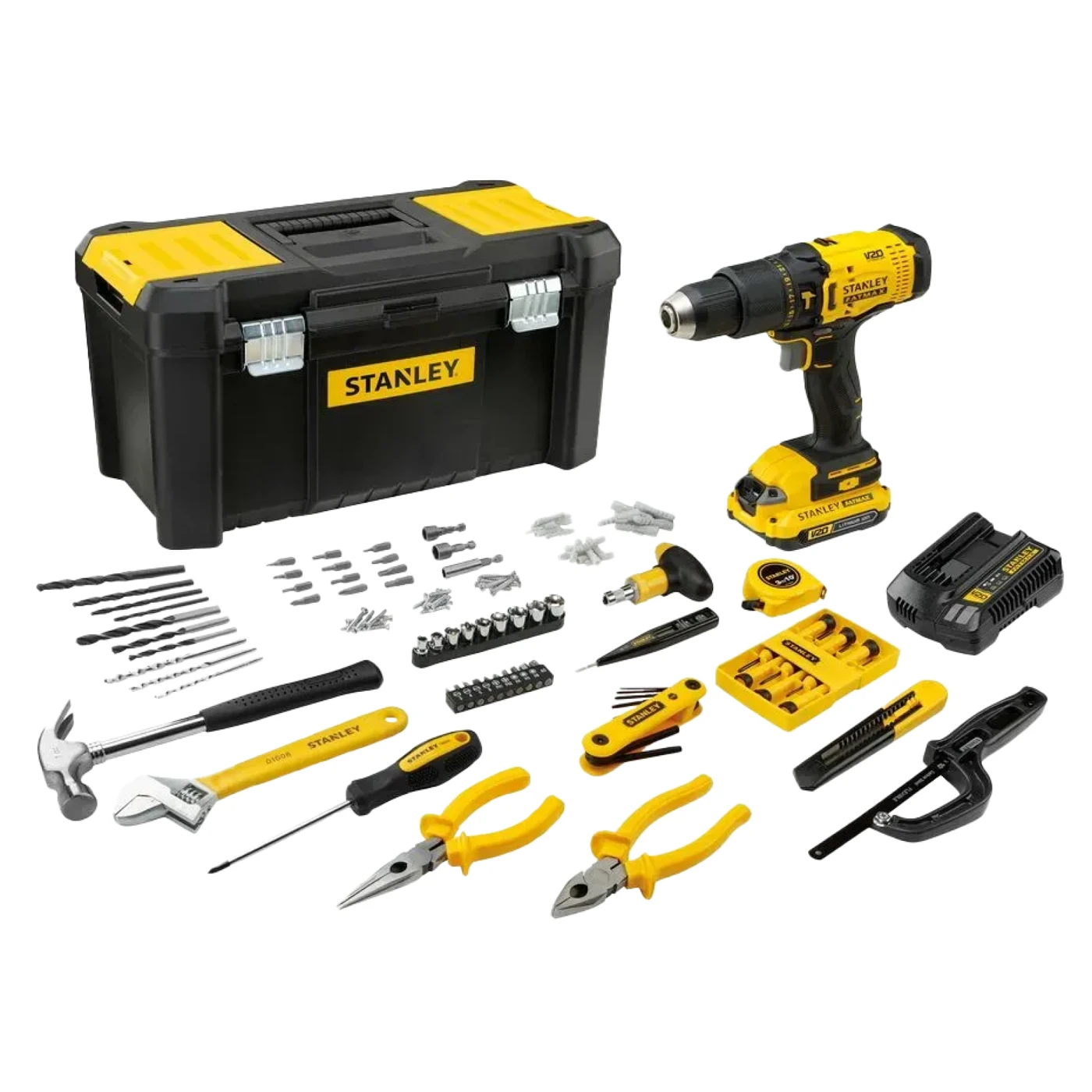 STANLEY KIT TALADRO PERCUTOR 1/2 20V CON 119 ACCESORIOS SCD711C1H-B3