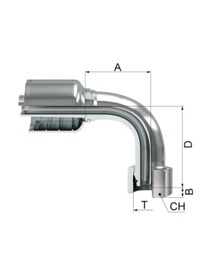 HEMBRA GIRATORIA A 90° METRICA CONO 24° SERIE PESADA ( FKRUS90T ) ( HEMBRA DIN PESADA )