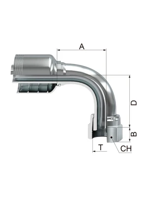 HEMBRA GIRATORIA A 90° ORFS ( FJOF90T ) ( HEMBRA CATERPILAR 4 MALLAS 90° )