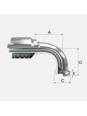 FLANGE A 90° ESTILO CATERPILAR PARA MANGUERA DE 6 MALLAS ( FHPHC90 )