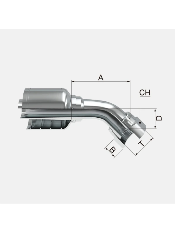 CONEXION HEMBRA CATERPILLAR A 45° PARA MANGUERA DE 2 MALLAS ( FKOF45T )