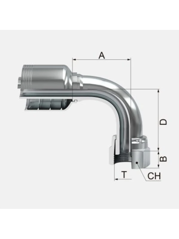 CONEXION HEMBRA CATERPILLAR A 45° PARA MANGUERA DE 4 MALLAS ( FJOF45T )